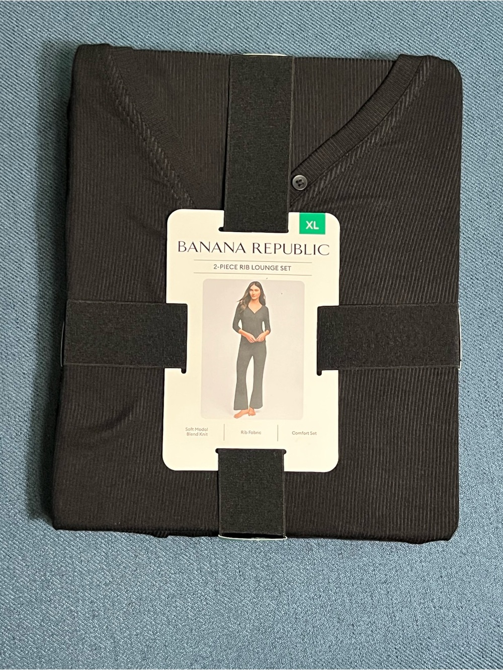 Banana Republic Women's Black Ribbed Wide Leg Lounge Set